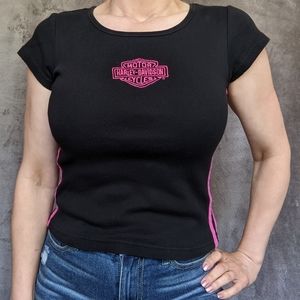 Harley T-shirt women's black and pink